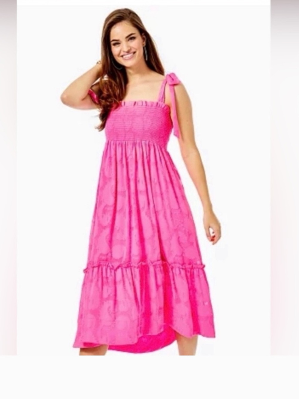 Lilly Pulitzer Bright Pink Smocked Detail Top